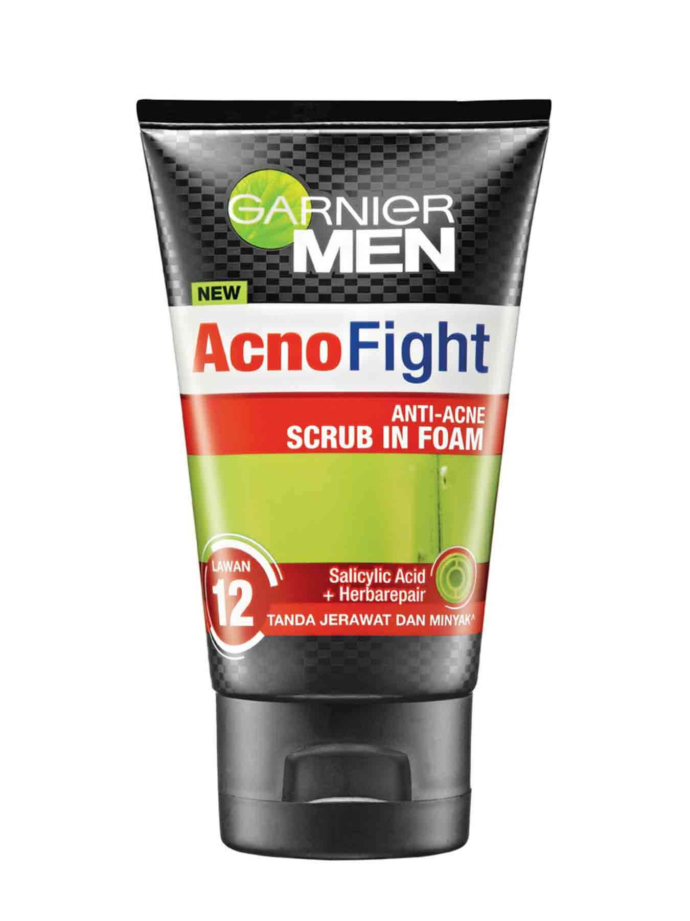 garnier men acno fight 12 in 1 anti acne scrub in foam