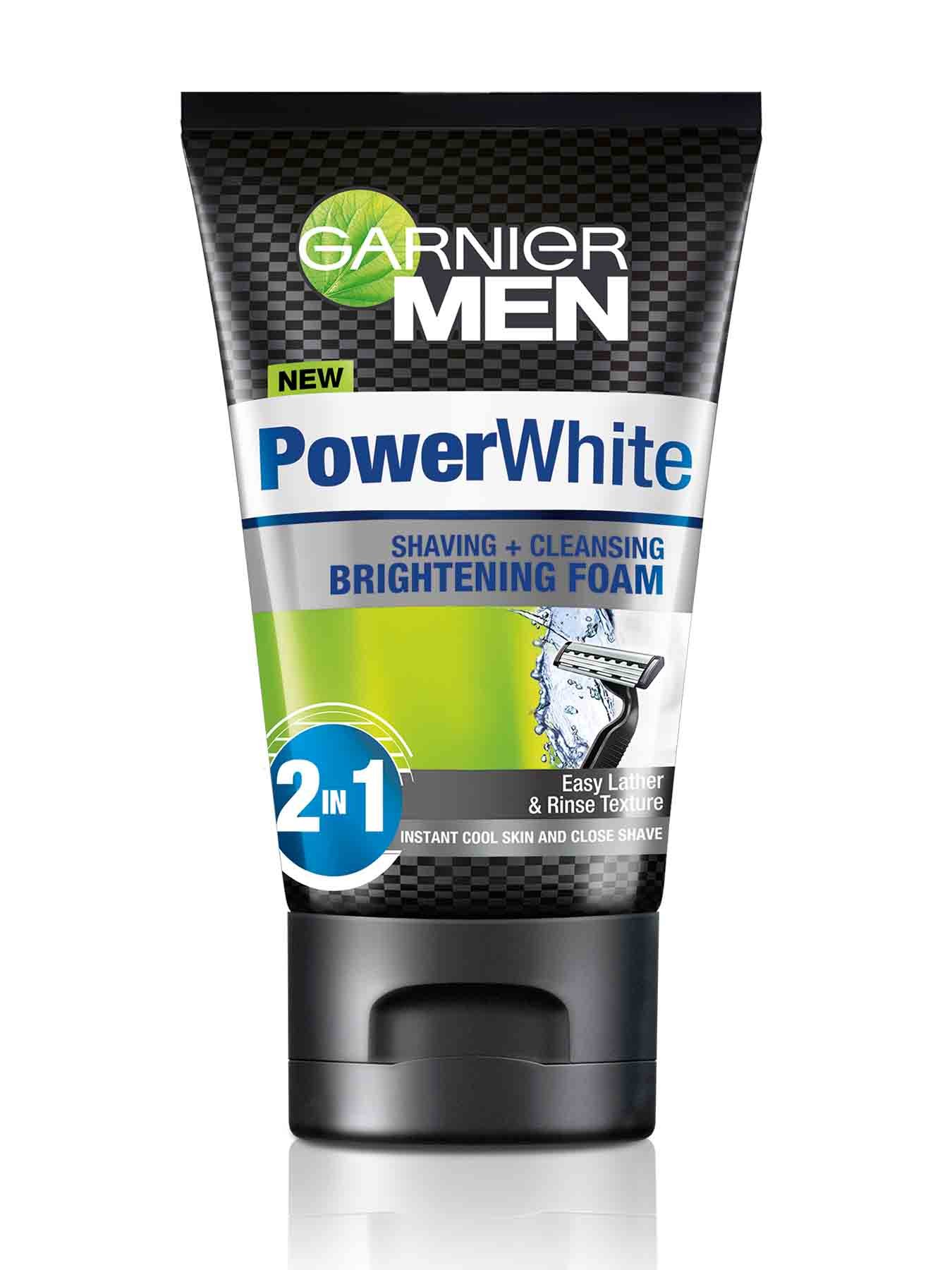 Garnier Men Power White 2 in 1 Shaving  Cleansing Foam 100ml