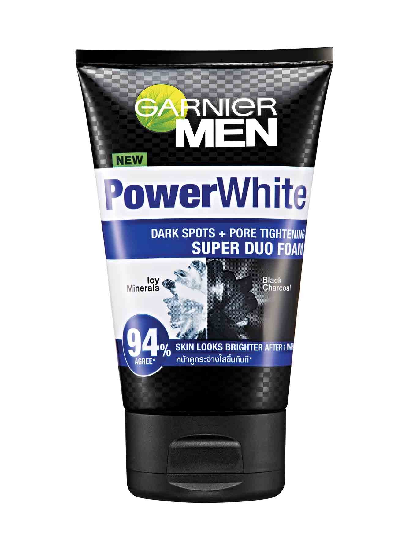 garnier men power white anti dark spots pore tightening super duo foam