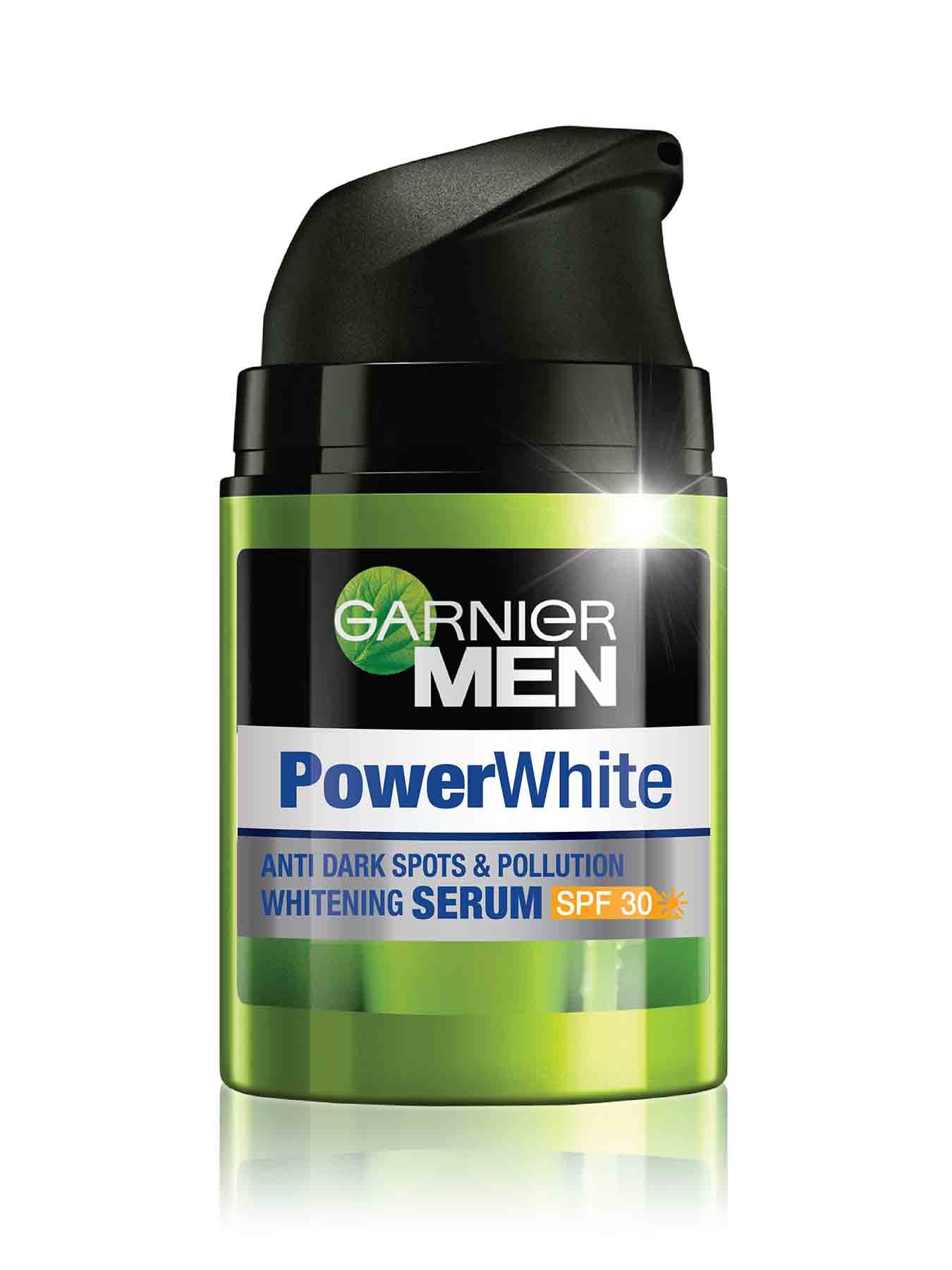 garnier men power white anti dark spots pollution whitening serum spf 30