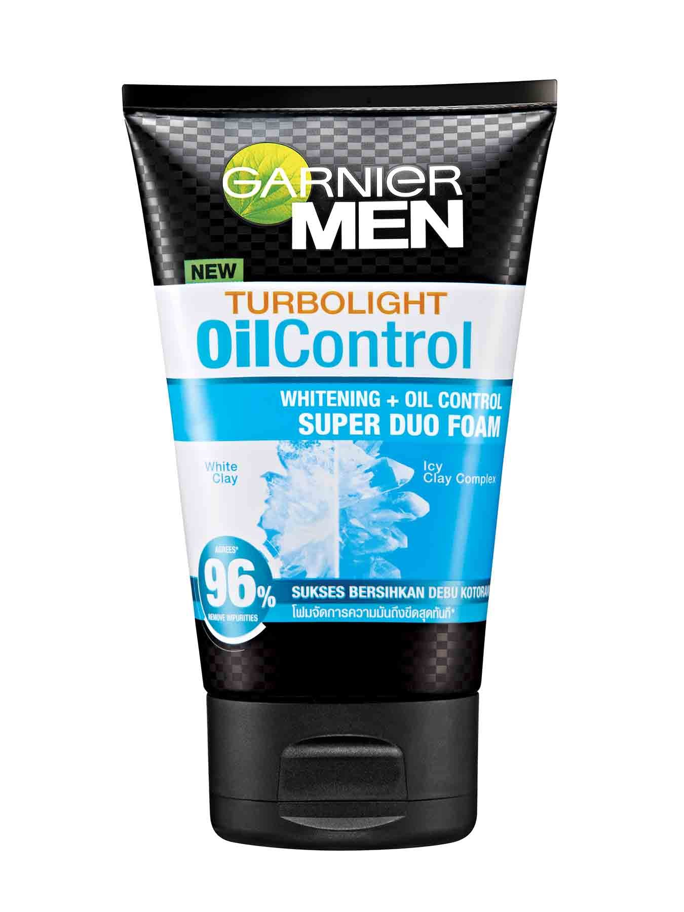garnier men turbo light oil control whitening oil control super duo foam