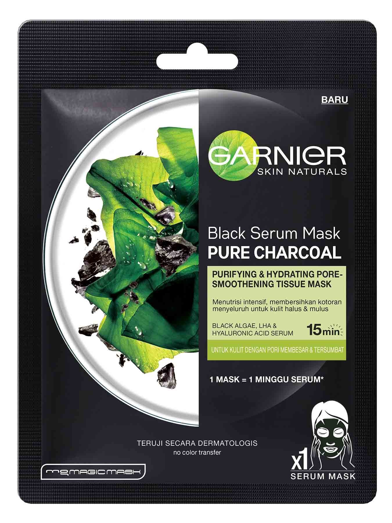 garnier black pure charcoal black algae serum mask