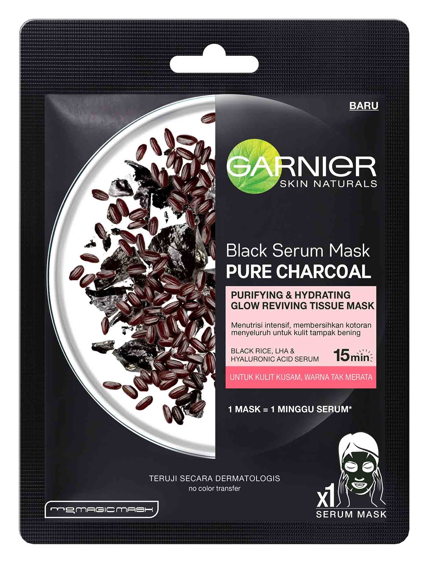 garnier black pure charcoal black rice serum mask