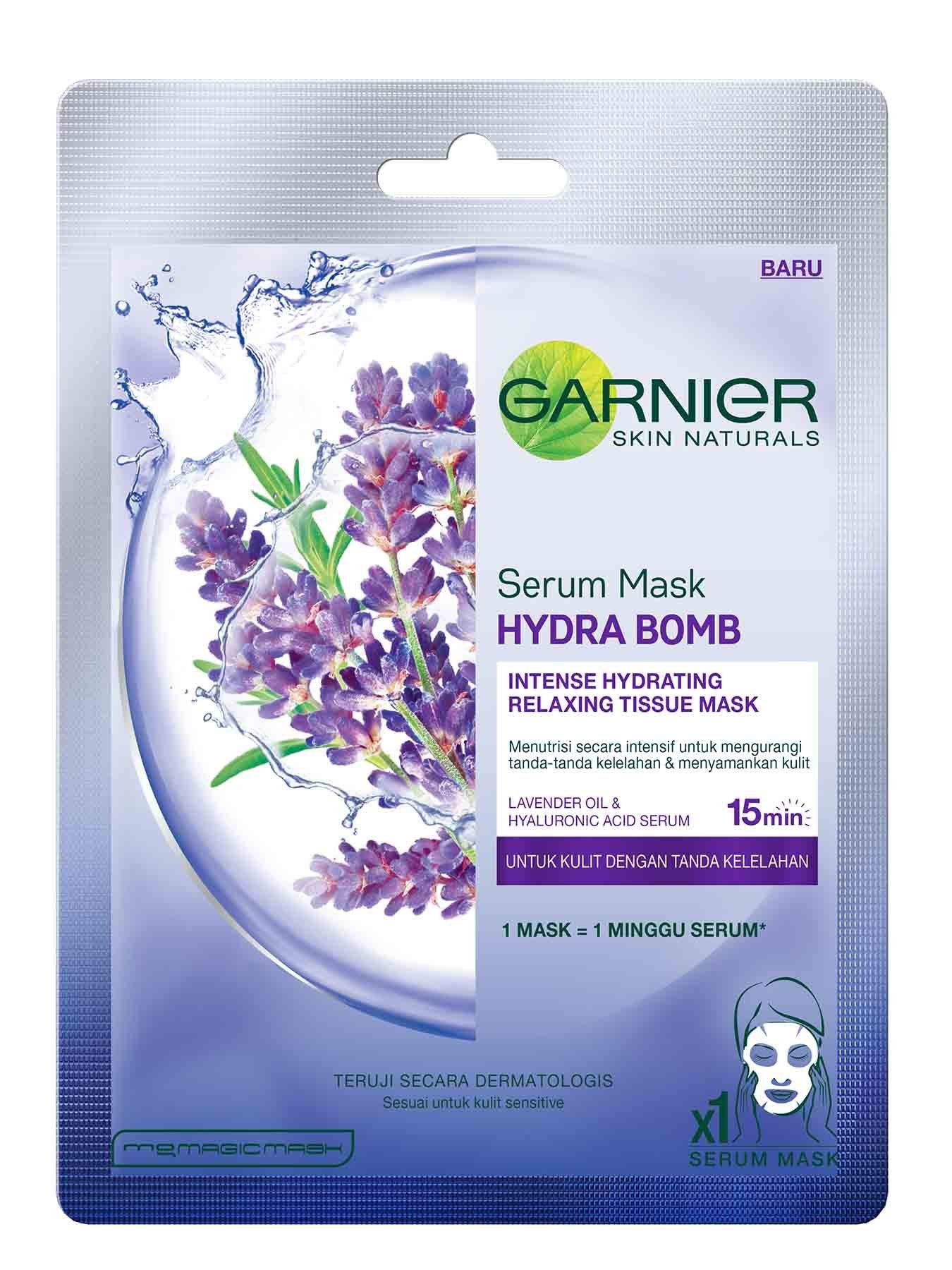 garnier hydra bomb lavendar serum mask